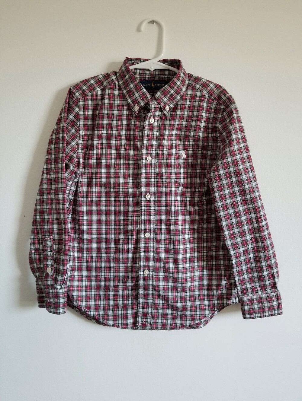 Ralph Lauren Red, Green & White Plaid Button-Down Shirt